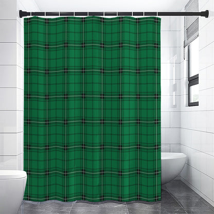 Green Stewart Tartan Print Shower Curtain