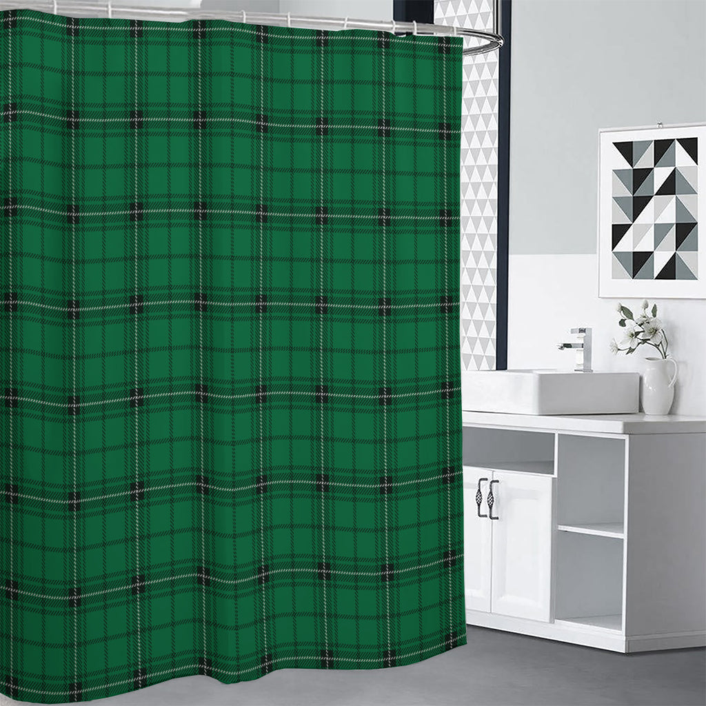 Green Stewart Tartan Print Shower Curtain