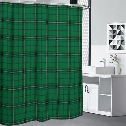 Green Stewart Tartan Print Shower Curtain