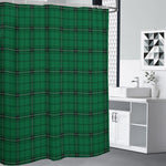 Green Stewart Tartan Print Shower Curtain