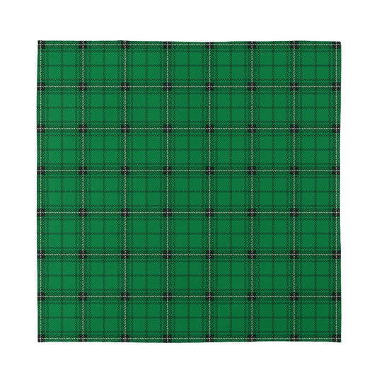 Green Stewart Tartan Print Silk Bandana