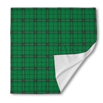 Green Stewart Tartan Print Silk Bandana