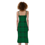 Green Stewart Tartan Print Slim Fit Midi Cami Dress