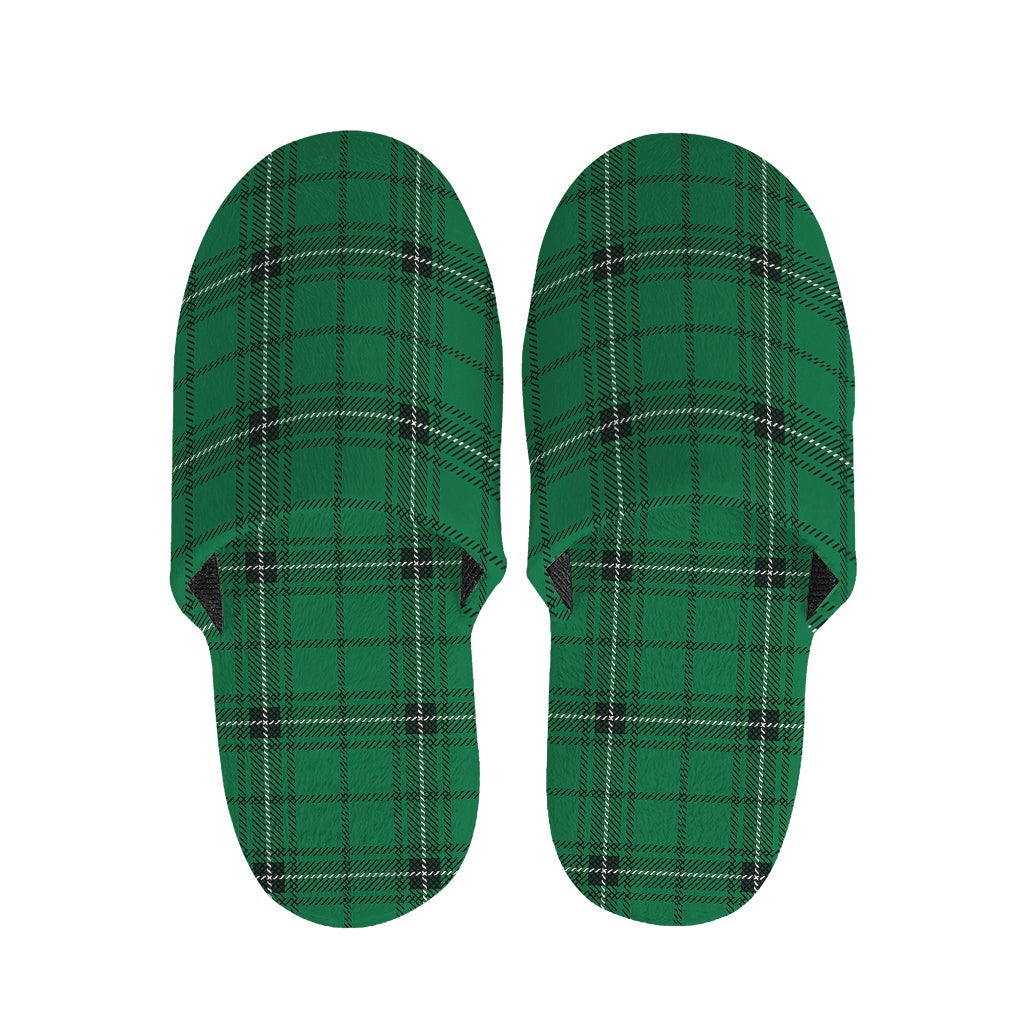 Green Stewart Tartan Print Slippers