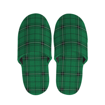 Green Stewart Tartan Print Slippers
