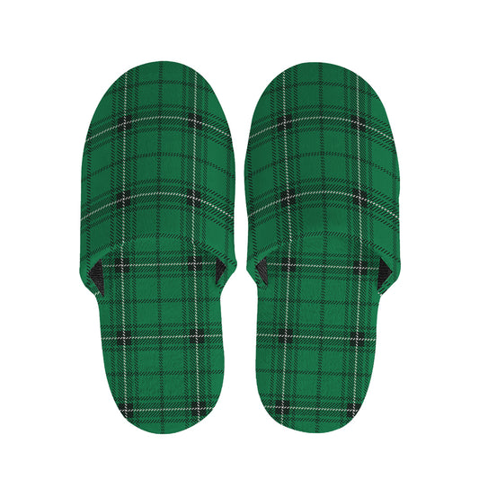 Green Stewart Tartan Print Slippers