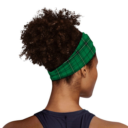 Green Stewart Tartan Print Sports Headband