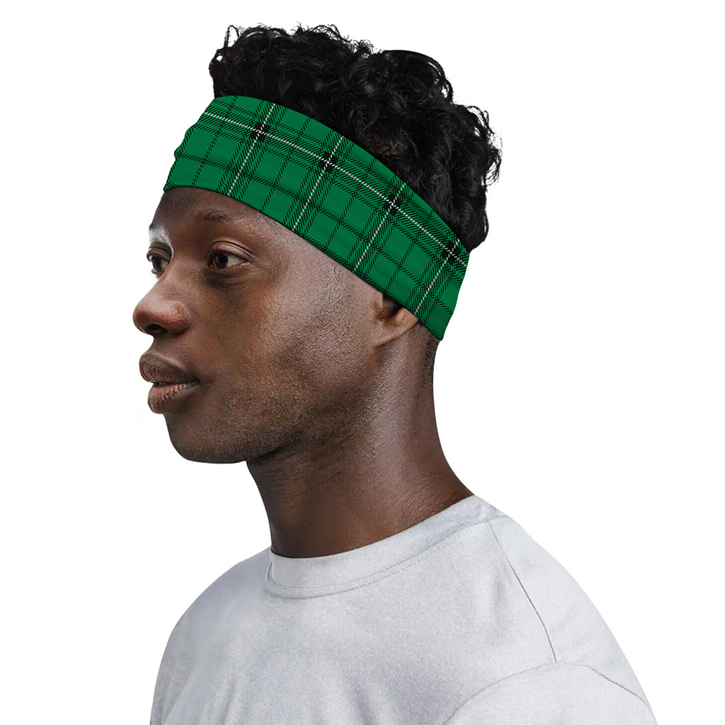 Green Stewart Tartan Print Sports Headband