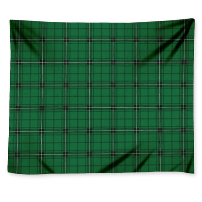 Green Stewart Tartan Print Tapestry