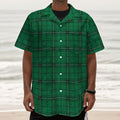 Green Stewart Tartan Print Textured Short Sleeve Shirt