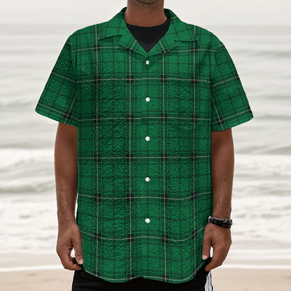 Green Stewart Tartan Print Textured Short Sleeve Shirt