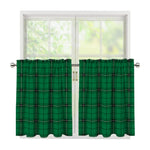 Green Stewart Tartan Print Tier Curtains