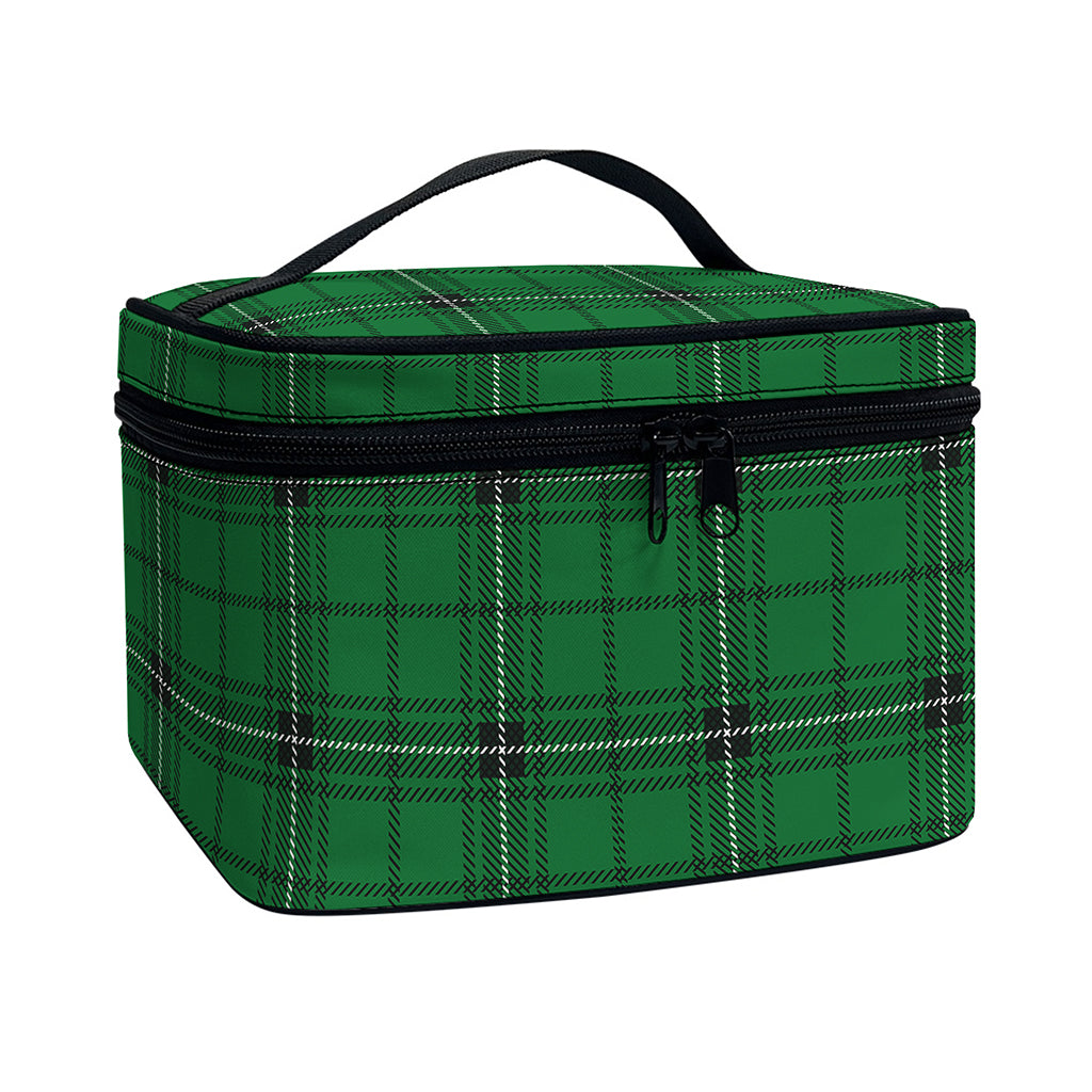 Green Stewart Tartan Print Travel Makeup Bag