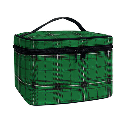 Green Stewart Tartan Print Travel Makeup Bag
