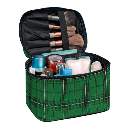 Green Stewart Tartan Print Travel Makeup Bag