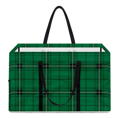 Green Stewart Tartan Print Utility Tote Bag