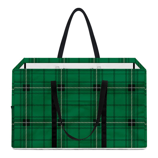 Green Stewart Tartan Print Utility Tote Bag