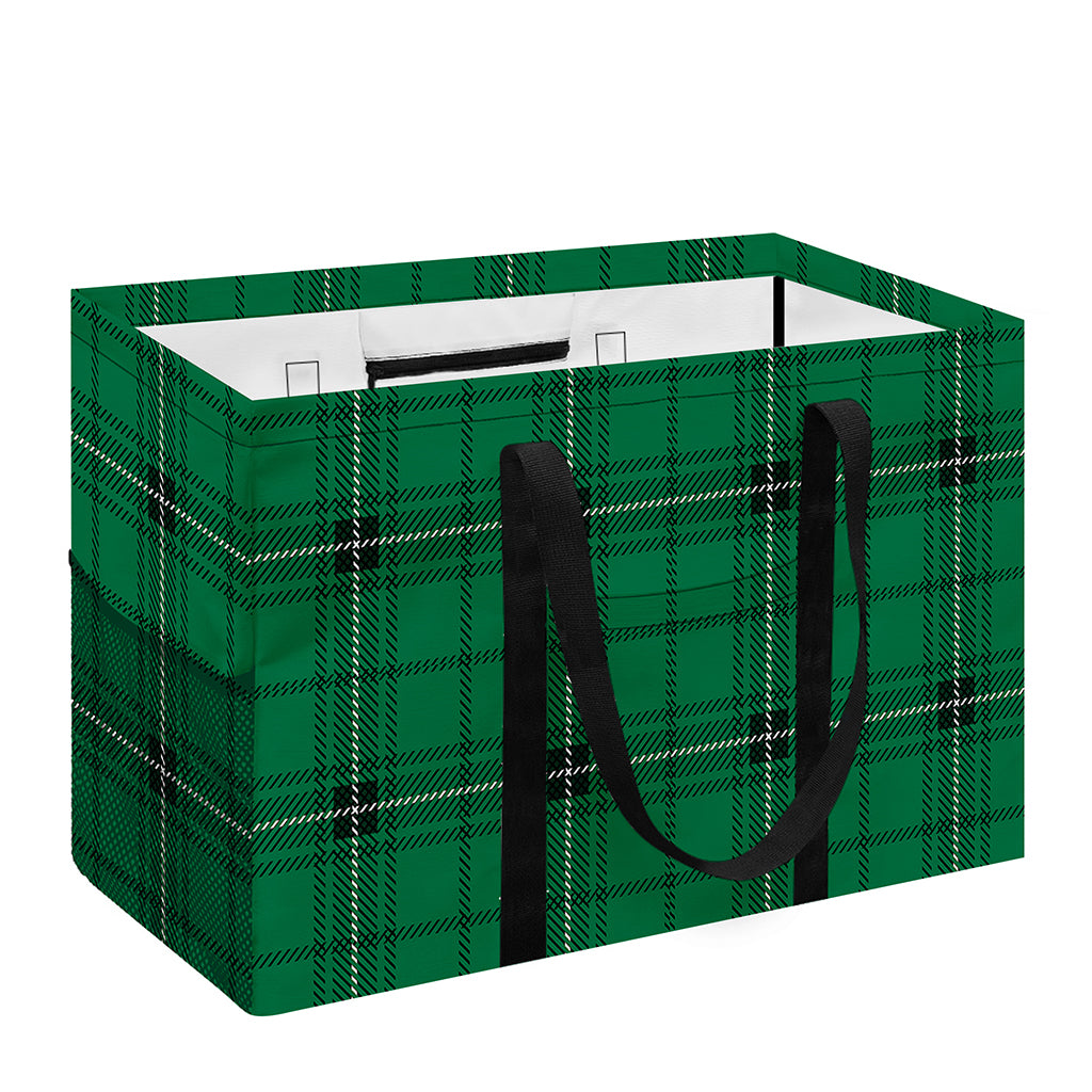 Green Stewart Tartan Print Utility Tote Bag