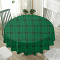 Green Stewart Tartan Print Waterproof Round Tablecloth