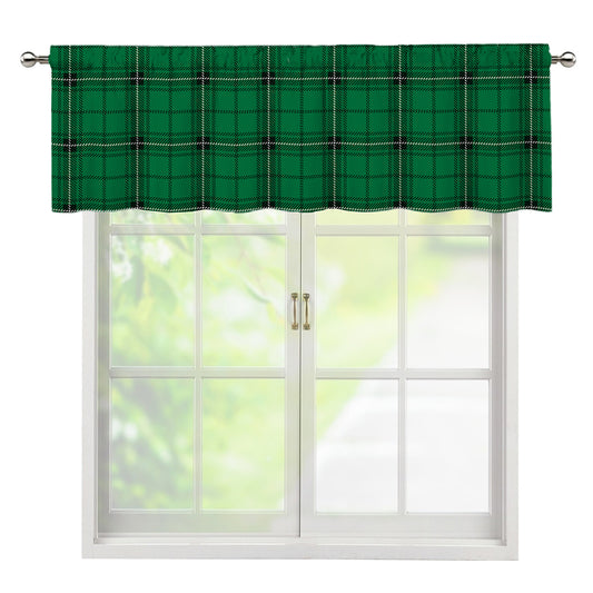 Green Stewart Tartan Print Window Valance