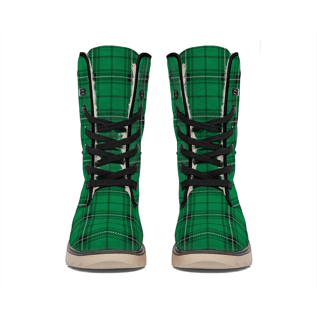 Green Stewart Tartan Print Winter Boots