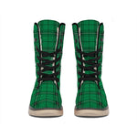 Green Stewart Tartan Print Winter Boots