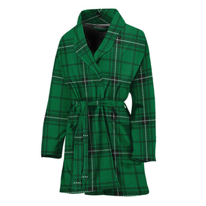 Green Stewart Tartan Print Women's Bathrobe