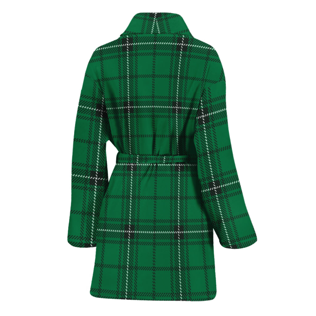 Green Stewart Tartan Print Women's Bathrobe