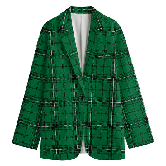 Green Stewart Tartan Print Women's Blazer
