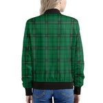 Green Stewart Tartan Print Women's Bomber Jacket