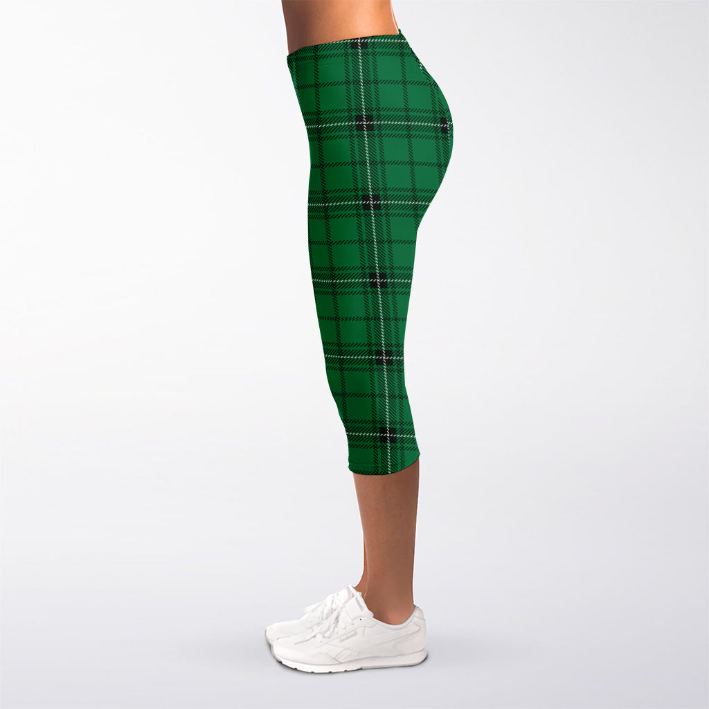 Green Stewart Tartan Print Women's Capri Leggings