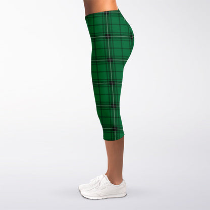 Green Stewart Tartan Print Women's Capri Leggings