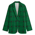 Green Stewart Tartan Print Women's Cotton Blazer