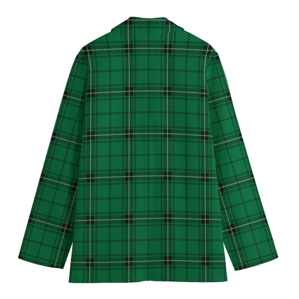Green Stewart Tartan Print Women's Cotton Blazer