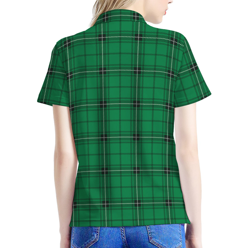 Green Stewart Tartan Print Women's Polo Shirt
