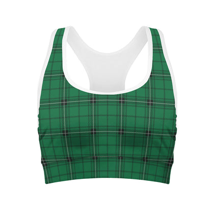 Green Stewart Tartan Print Women's Sports Bra