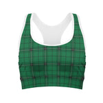 Green Stewart Tartan Print Women's Sports Bra