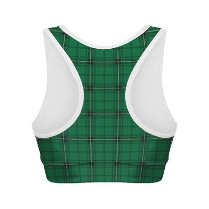 Green Stewart Tartan Print Women's Sports Bra