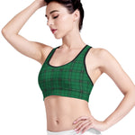 Green Stewart Tartan Print Women's Sports Bra