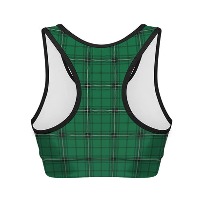 Green Stewart Tartan Print Women's Sports Bra