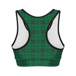 Green Stewart Tartan Print Women's Sports Bra