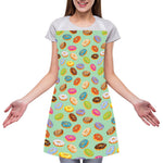 Green Striped Donut Pattern Print Adjustable Apron