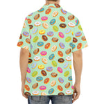 Green Striped Donut Pattern Print Aloha Shirt