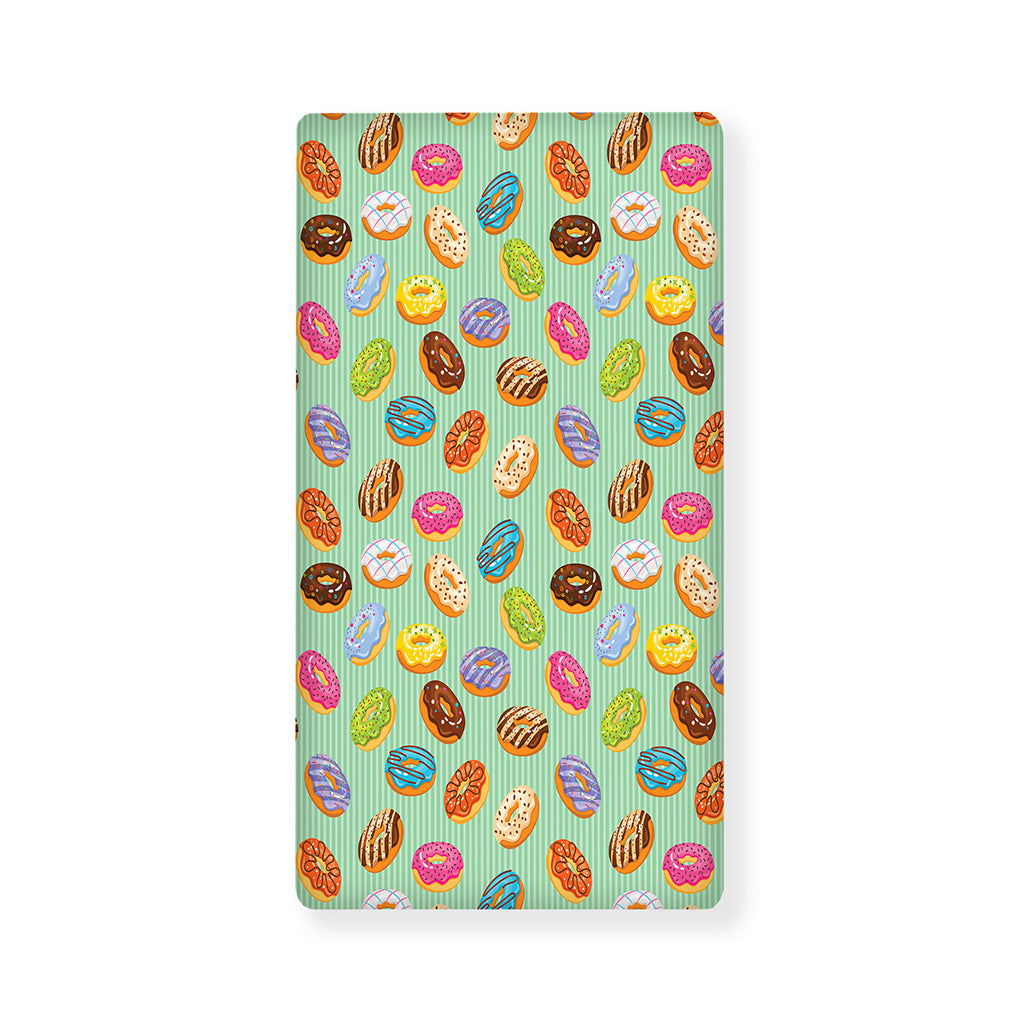 Green Striped Donut Pattern Print Baby Crib Sheet