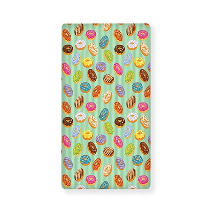 Green Striped Donut Pattern Print Baby Crib Sheet
