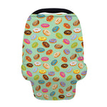 Green Striped Donut Pattern Print Baby Seat Cover