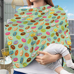 Green Striped Donut Pattern Print Baby Seat Cover