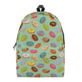 Green Striped Donut Pattern Print School Backpack