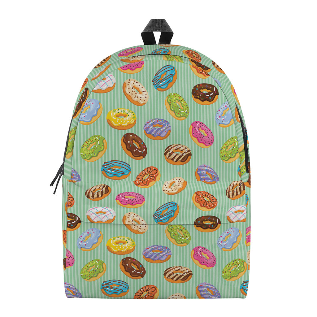 Green Striped Donut Pattern Print Backpack