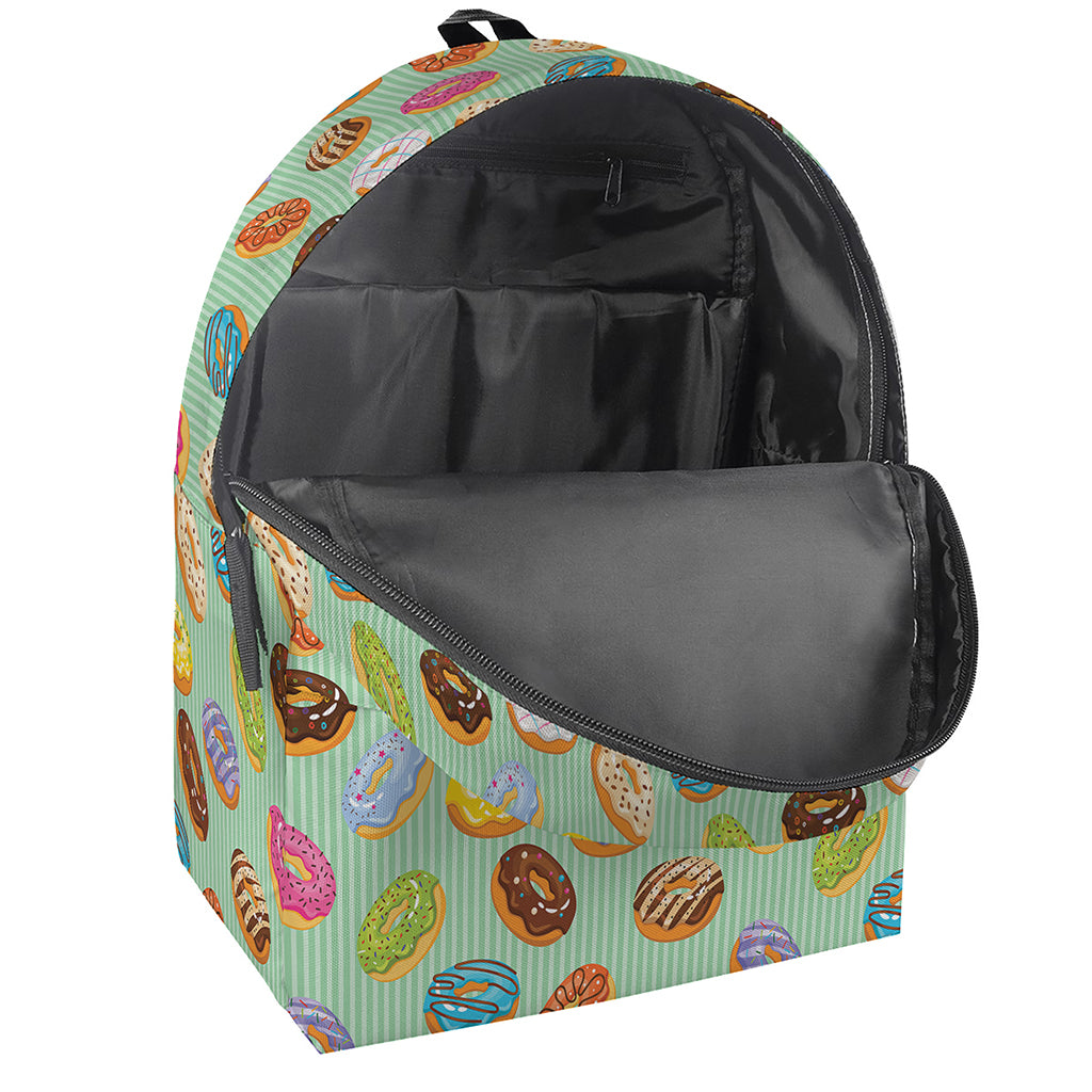 Green Striped Donut Pattern Print Backpack